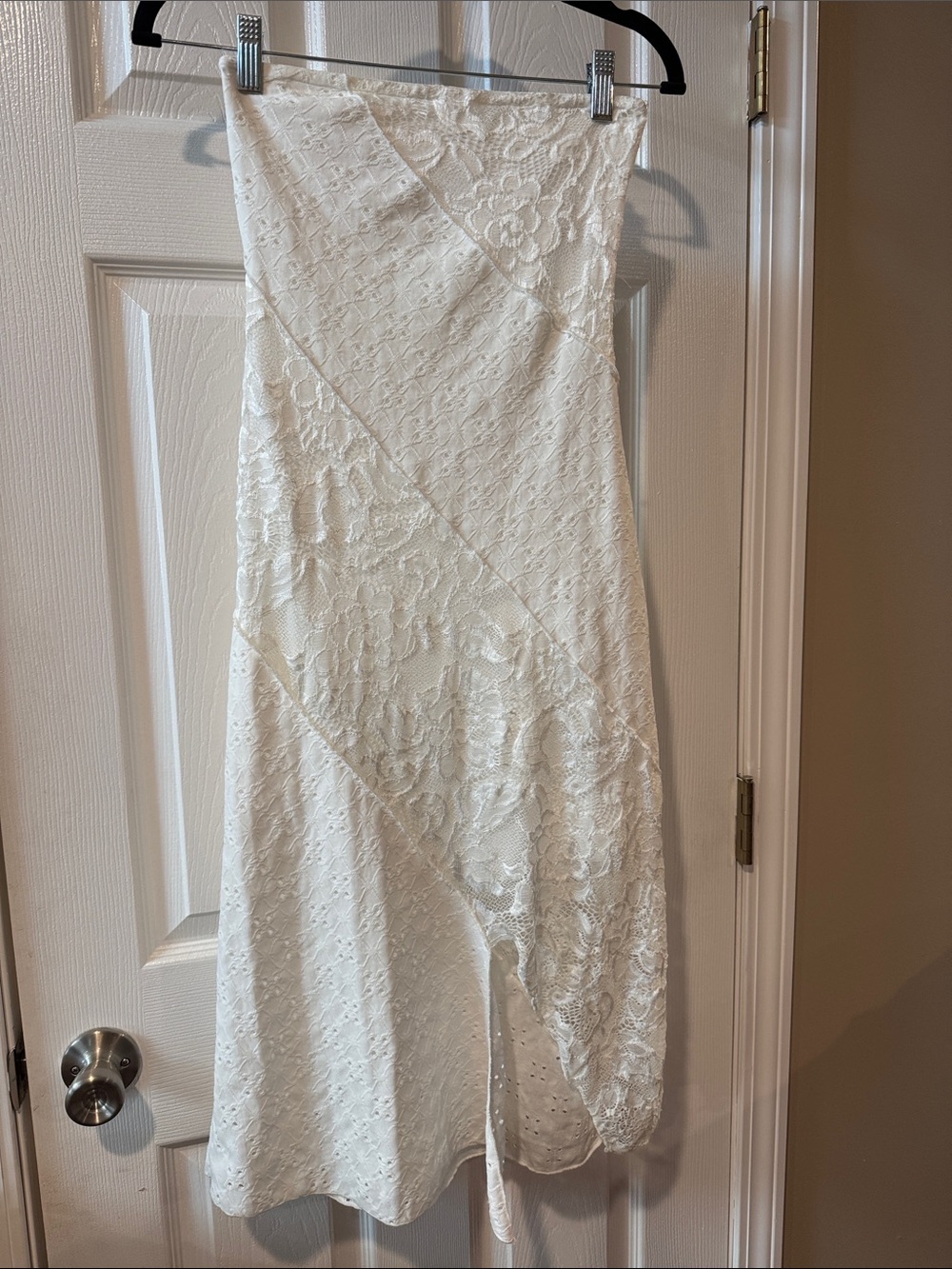 Alter’d State White Lace Strapless Midi Dress